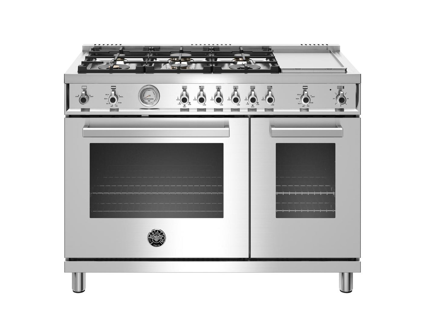 48 inch All-Gas Range 6 Brass Burner and Griddle Stainless Steel