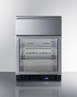 24" Wide Built-in Commercial Beverage Refrigerator With Top Drawer