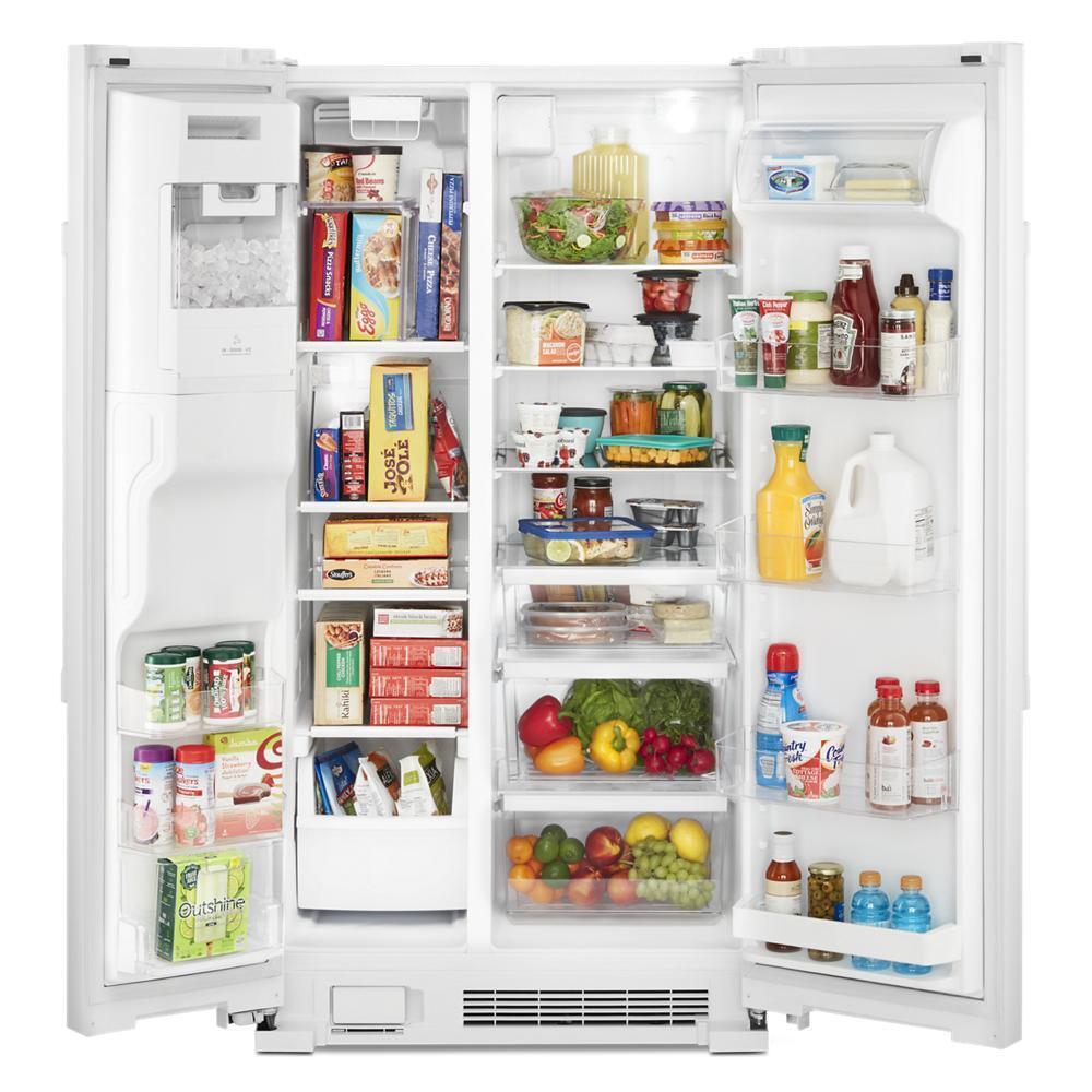 36-Inch Wide Side-by-Side Refrigerator with Exterior Ice and Water Dispenser - 25 Cu. Ft.