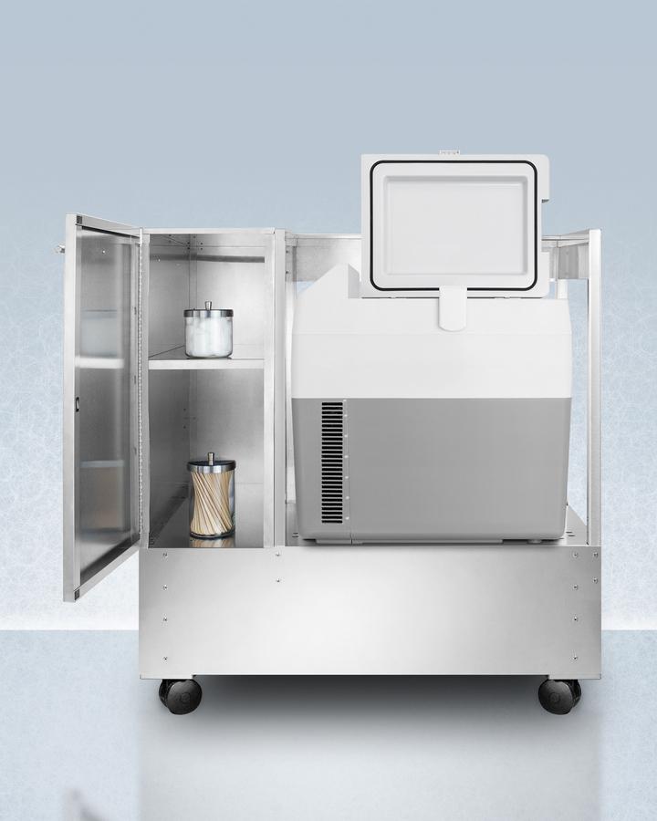 Stainless Steel Cart With Portable Refrigerator/freezer