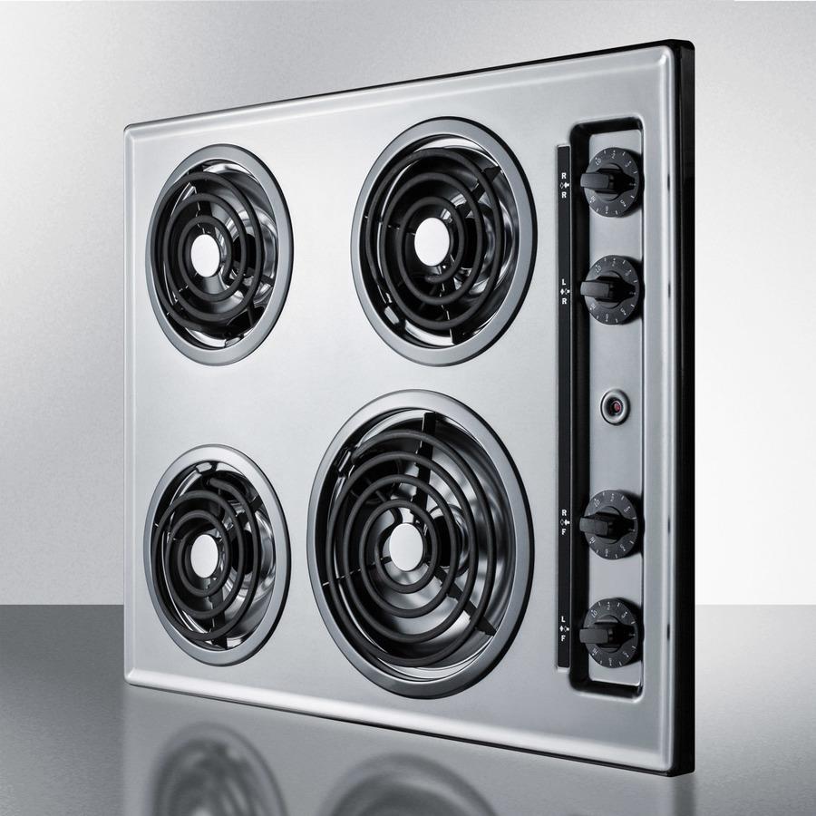 24" Wide 230v 4-burner Coil Cooktop