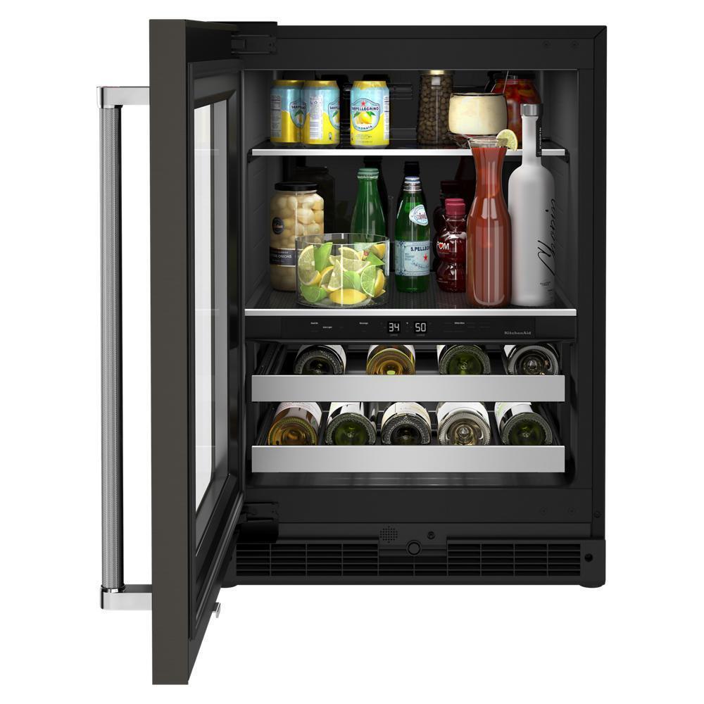 24" Beverage Center with Glass Door and Metal-Front Racks and PrintShield™ Finish