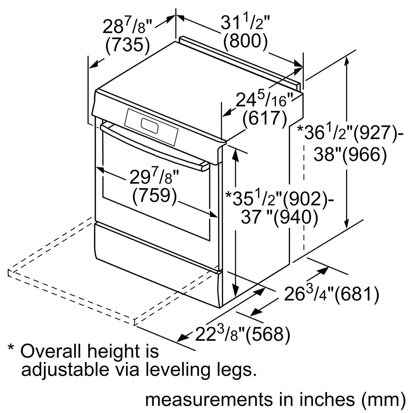 800 Series Induction Slide-in Range 30" Stainless Steel