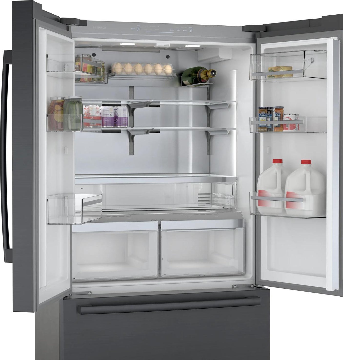 800 Series French Door Bottom Mount Refrigerator 36" Black Stainless Steel