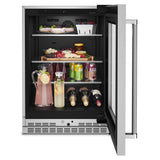 24" Undercounter Refrigerator with Glass Door and Shelves with Metallic Accents