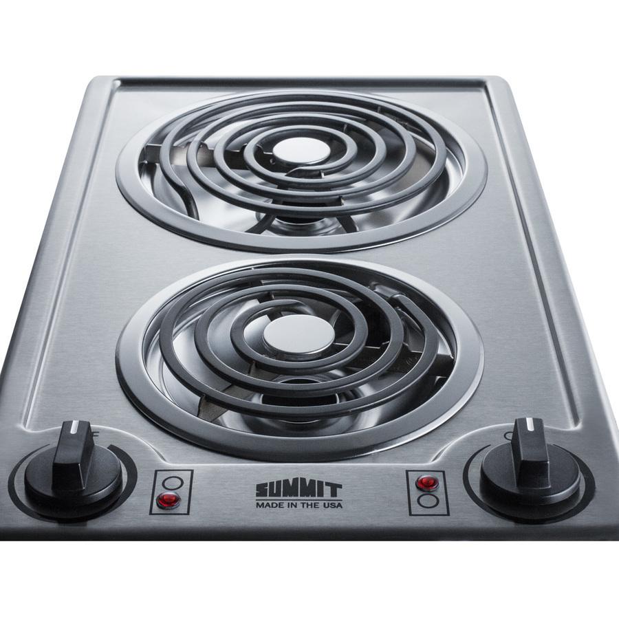 12" Wide 230v 2-burner Coil Cooktop