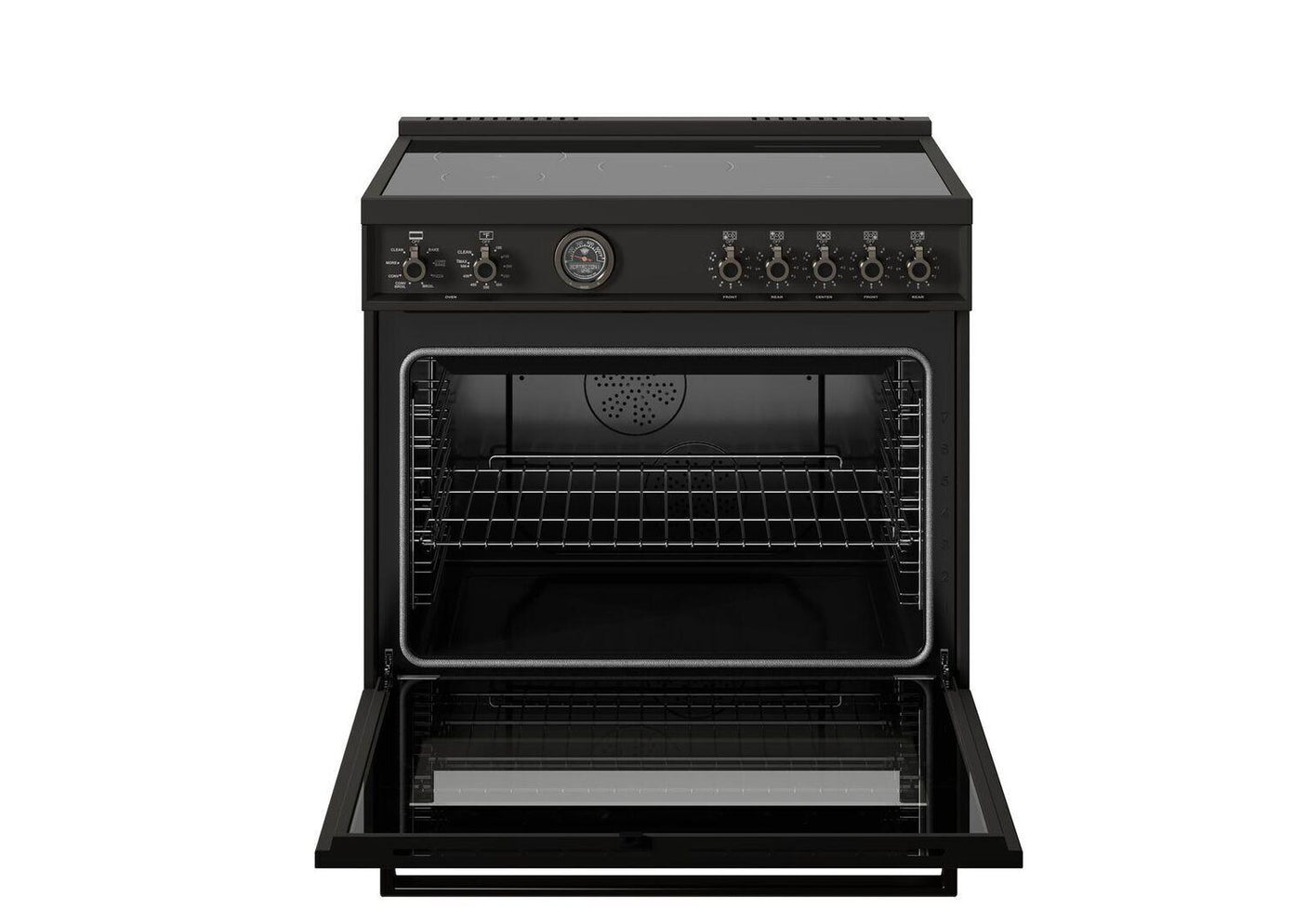 36 inch Induction Range, 5 Heating Zones and Cast Iron Griddle, Electric Self-Clean Oven Carbonio