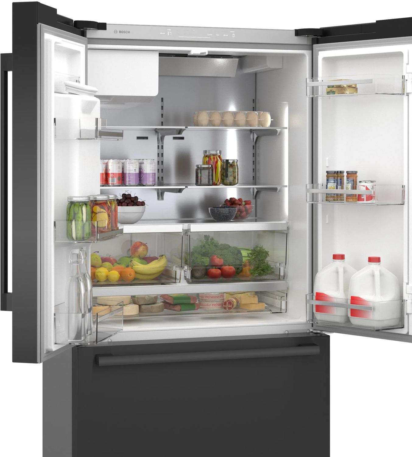 500 Series French Door Bottom Mount Refrigerator 36" Black Stainless Steel