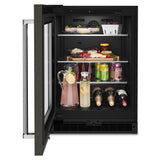 24" Undercounter Refrigerator with Glass Door and Shelves with Metallic Accentsand with PrintShield™ Finish