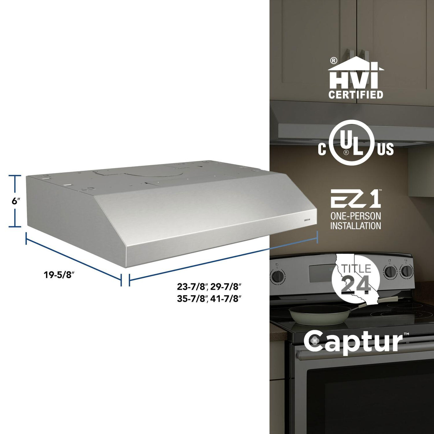 Glacier 42-Inch 300 Max Blower CFM 5 Sones Stainless Steel Range Hood