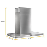 30" Stainless Steel Wall Mount Flat Range Hood