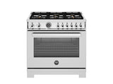 36 inch Dual Fuel Range, 6 Brass Burners and Cast Iron Griddle, Electric Self-Clean Oven Stainless Steel