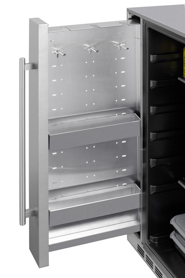 Shallow Depth 24" Wide Outdoor Built-in All-refrigerator With Slide-out Storage Compartment