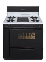 36 in. Freestanding Gas Range with 5th Burner and Griddle Package in White