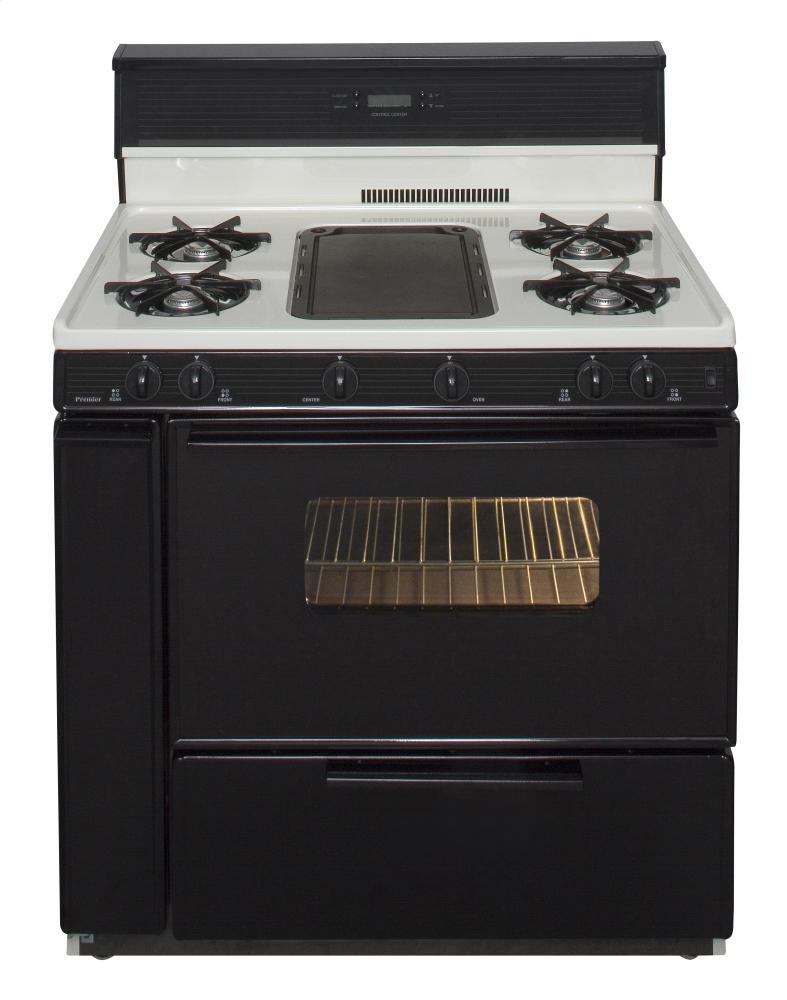 36 in. Freestanding Gas Range with 5th Burner and Griddle Package in Biscuit