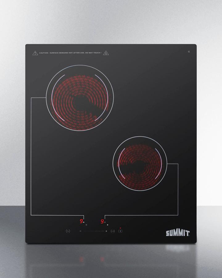 18" Wide 220v 2-burner Radiant Cooktop