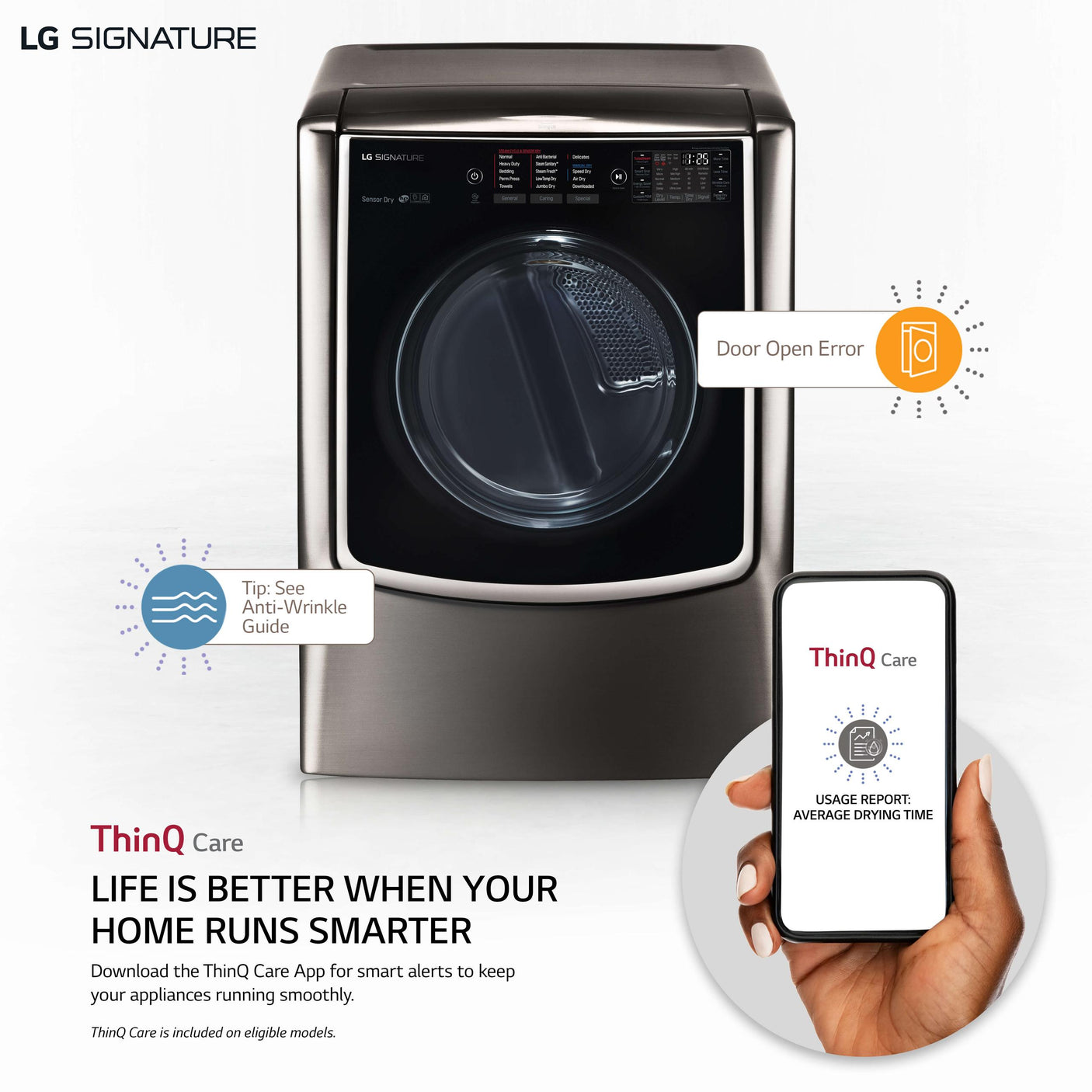 LG SIGNATURE 9.0 cu. ft. Large Smart wi-fi Enabled Gas Dryer w/ TurboSteam™