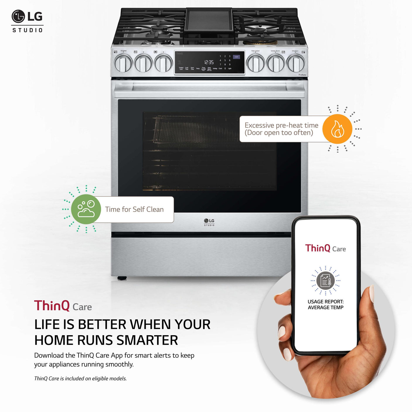 LG STUDIO 6.3 cu. ft. Smart wi-fi Dual Fuel Slide-in Range with ProBake Convection® and EasyClean®