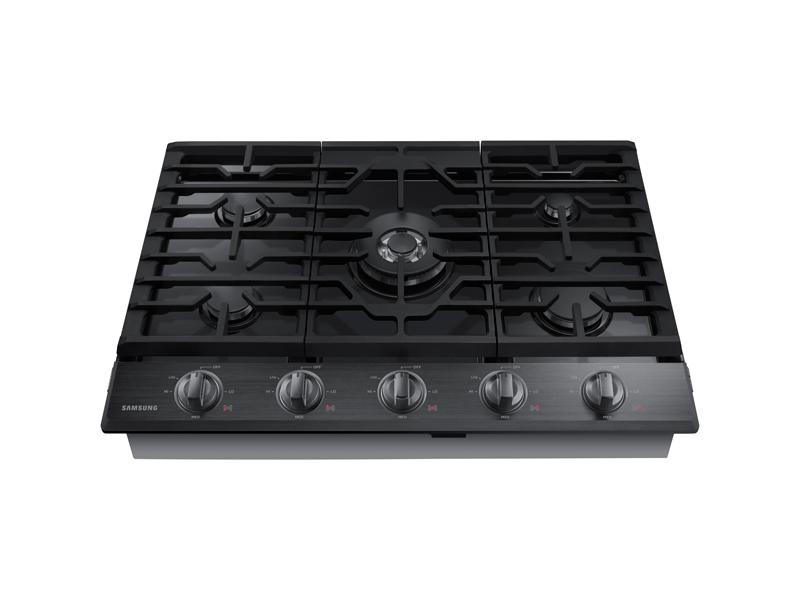 30" Smart Gas Cooktop with Illuminated Knobs in Black Stainless Steel