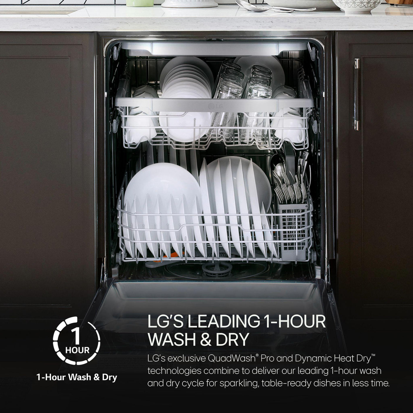 Top-Control Dishwasher with 1-Hour Wash & Dry, QuadWash® Pro, and Dynamic Heat Dry™