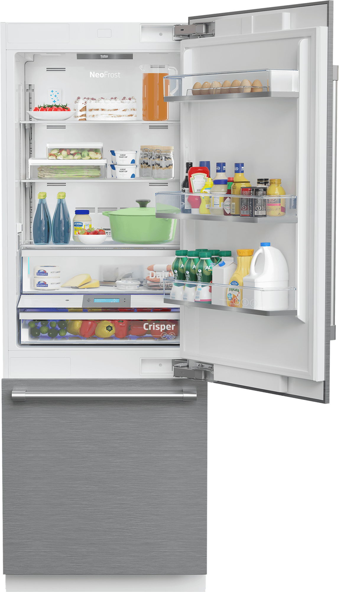 30" Freezer Bottom Built-In Refrigerator with Auto Ice Maker and Internal Water Dispenser