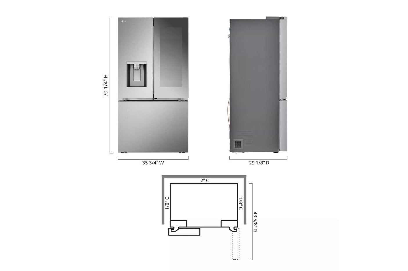 26 cu. ft. Smart Mirror InstaView® Counter-Depth MAX™ French Door Refrigerator with Four Types of Ice