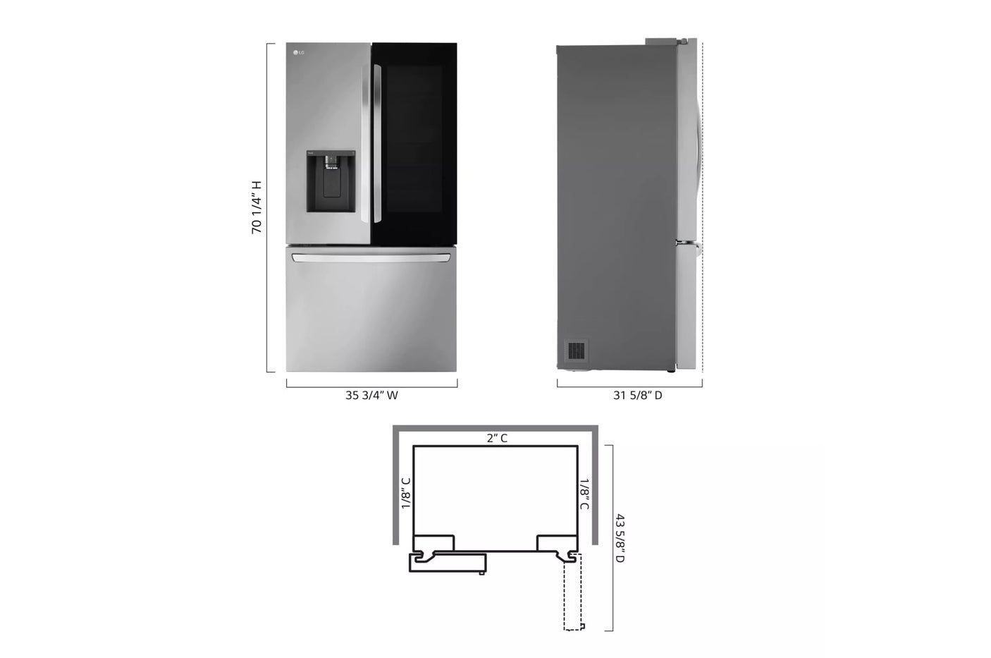 26 cu. ft. Smart InstaView® Counter-Depth MAX™ French Door Refrigerator