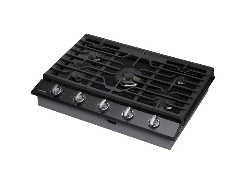 36" Smart Gas Cooktop with 22K BTU Dual Power Burner in Black Stainless Steel