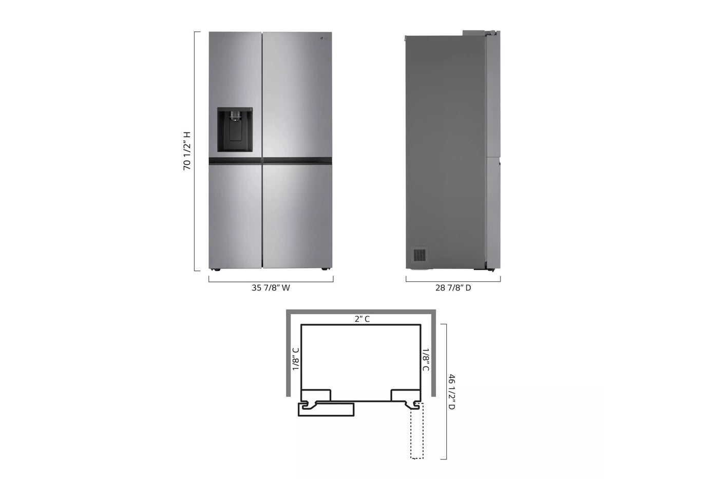 23 cu. ft. Side-by-Side Counter-Depth Refrigerator with Smooth Touch Dispenser