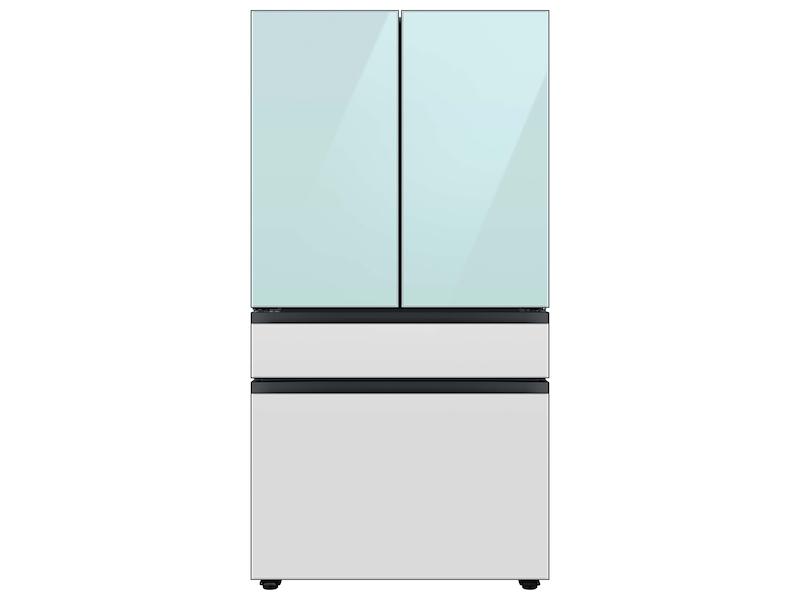 Bespoke 4-Door French Door Refrigerator (23 cu. ft.) with Beverage Center™ in Morning Blue Glass Top Panels and White Glass Middle and Bottom Panels