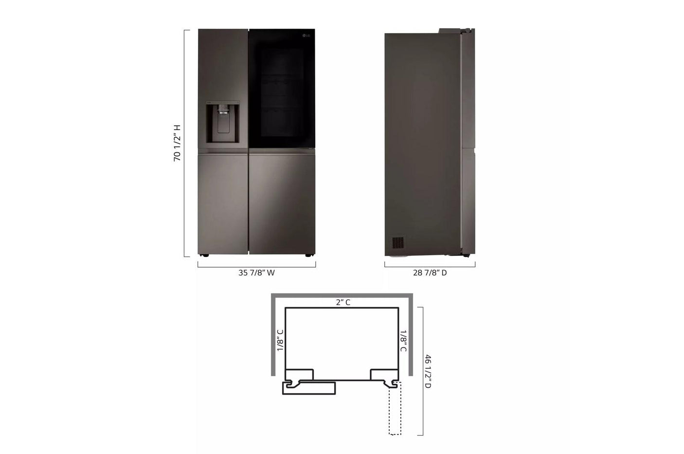 23 cu. Ft. Side-By-Side Counter-Depth InstaView® Refrigerator with Craft Ice™