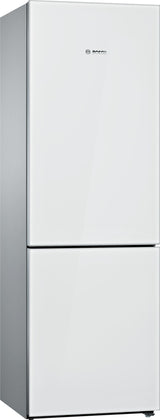 800 Series Free-standing fridge-freezer with freezer at bottom, glass door 23.5" White