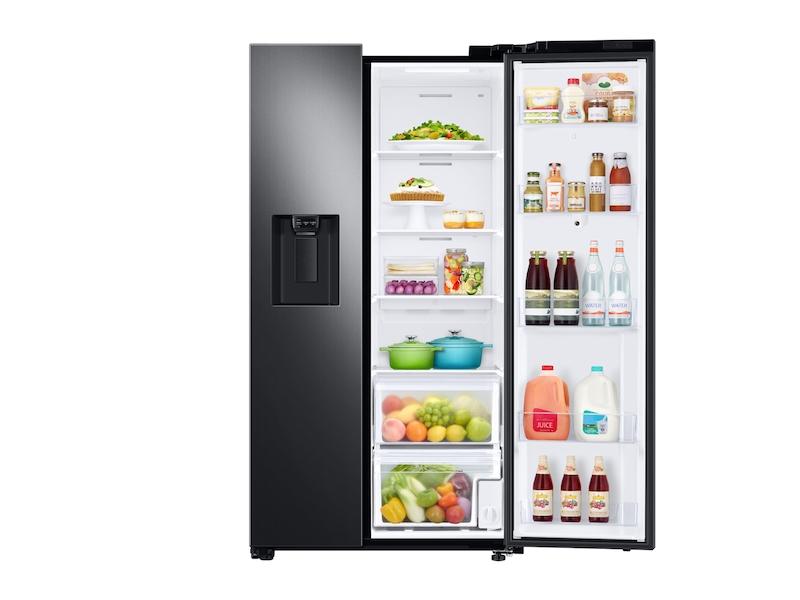 22 cu. ft. Counter Depth Side-by-Side Refrigerator with Touch Screen Family Hub™ in Black Stainless Steel