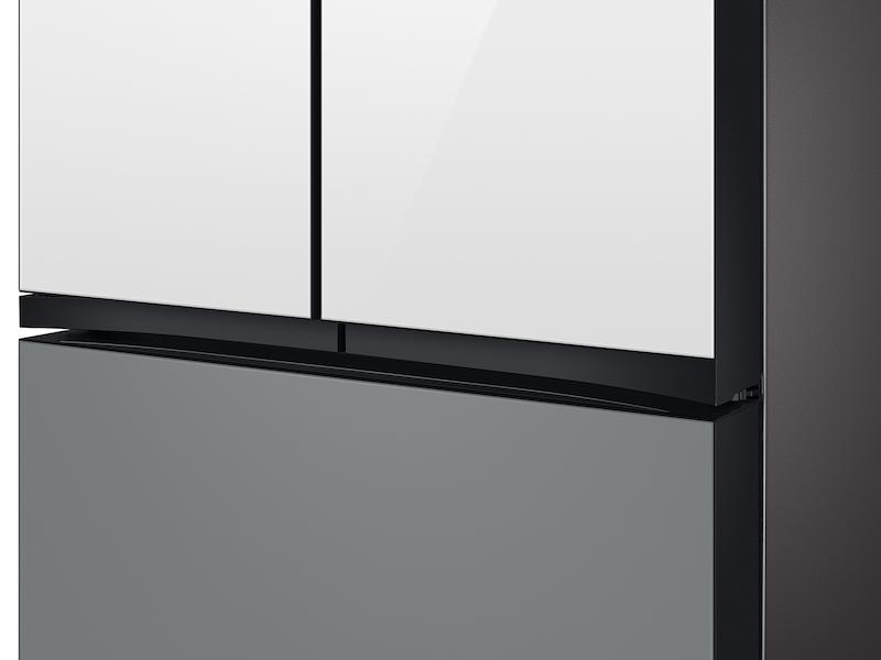 Bespoke 3-Door French Door Refrigerator (30 cu. ft.) - with Top Left and Family Hub™ Panel in White Glass - and Matte Grey Glass Bottom Door Panel