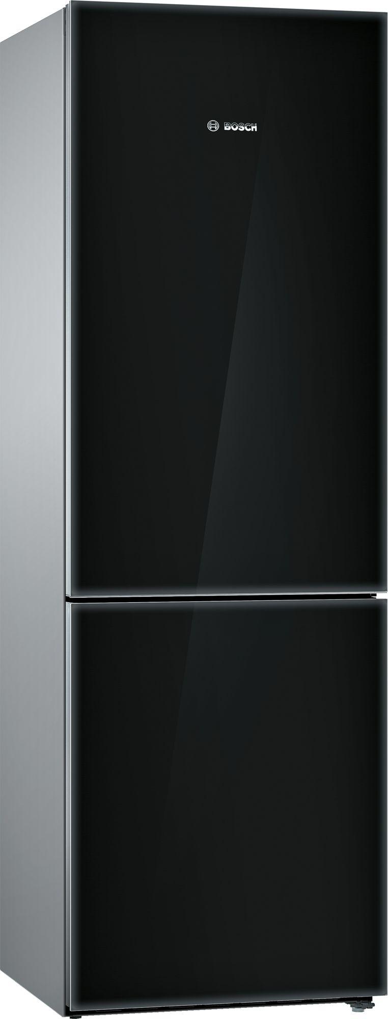 800 Series Free-standing fridge-freezer with freezer at bottom, glass door 23.5" Black