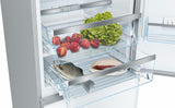 800 Series Free-standing fridge-freezer with freezer at bottom, glass door 23.5" White