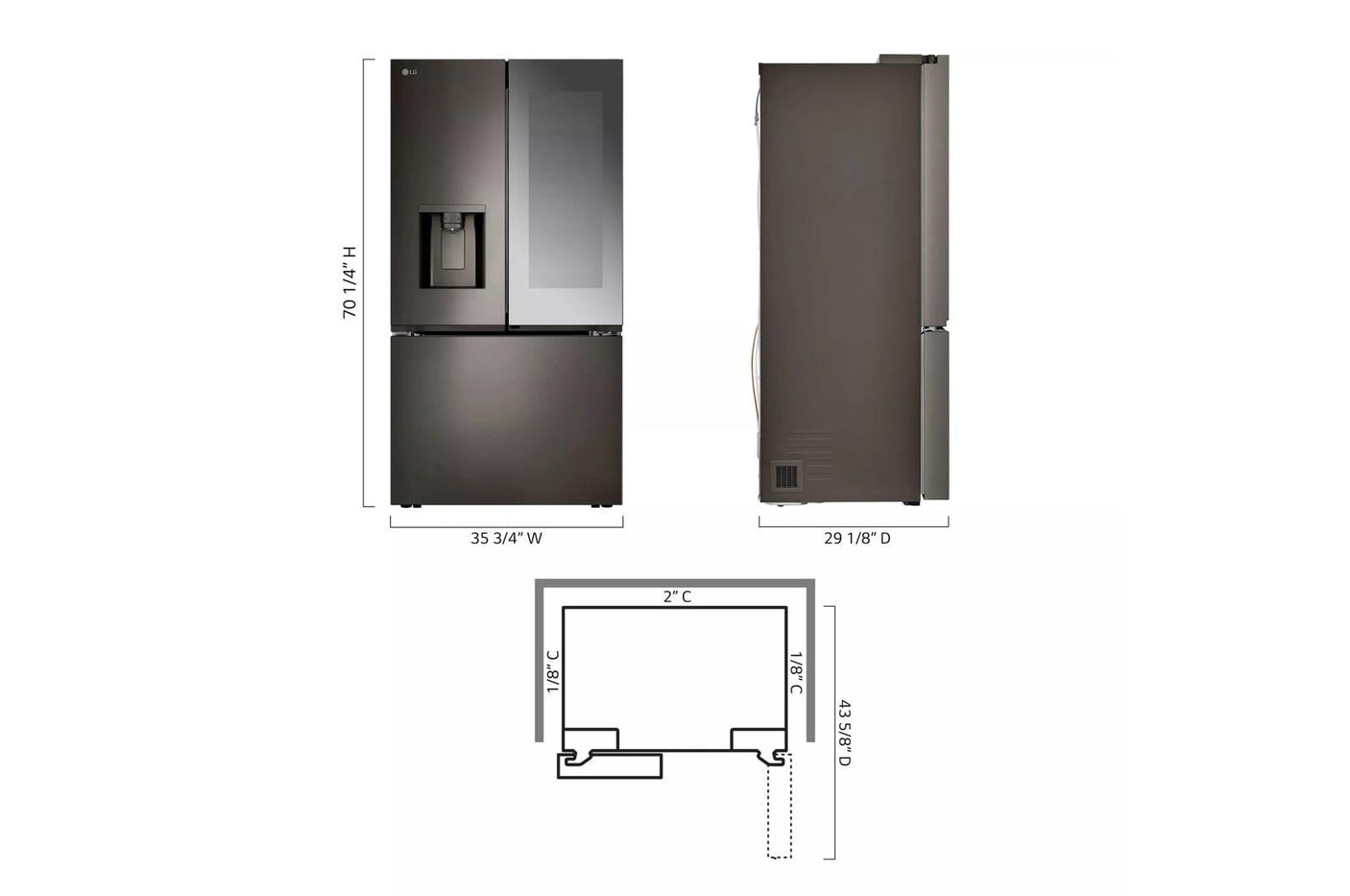 26 cu. ft. Smart Mirror InstaView® Counter-Depth MAX™ French Door Refrigerator with Four Types of Ice