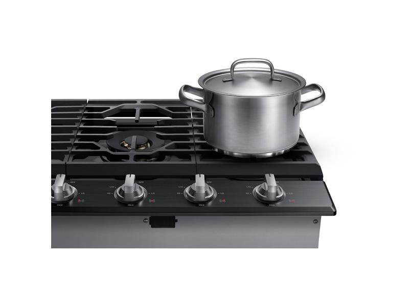 36" Smart Gas Cooktop with 22K BTU Dual Power Burner in Black Stainless Steel