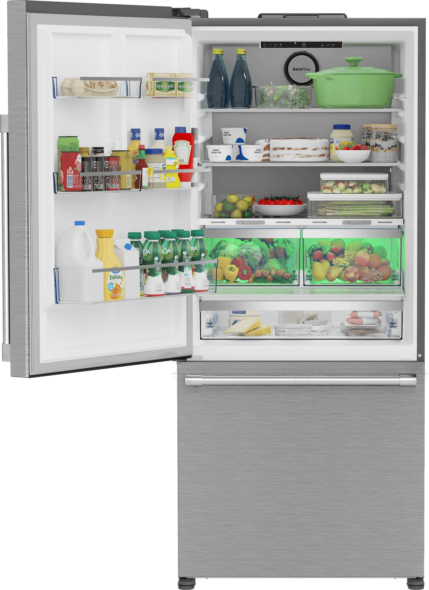 30" Bottom Freezer Refrigerator with HarvestFresh