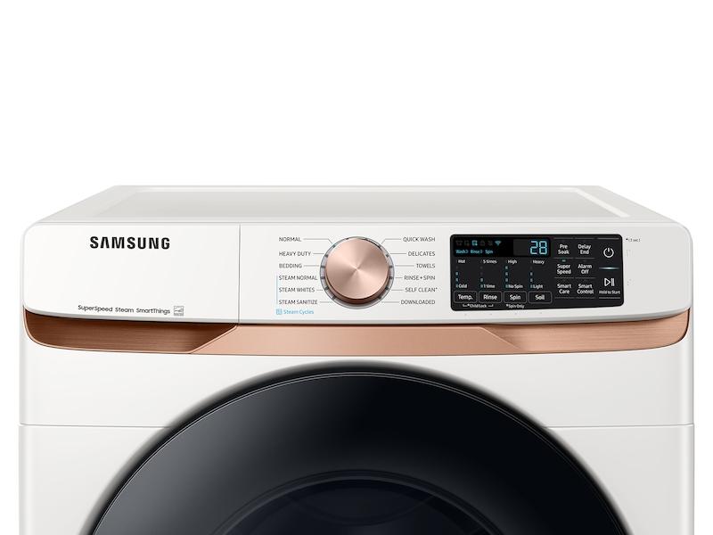 5.0 cu. ft. Extra Large Capacity Smart Front Load Washer with Super Speed Wash and Steam in Ivory