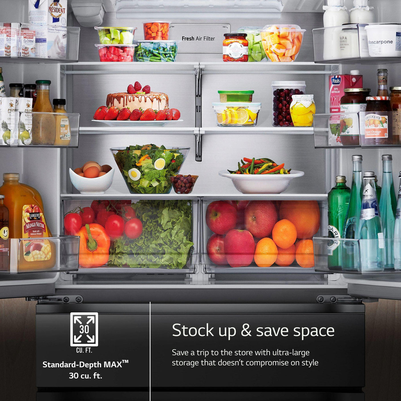 30 cu. ft. Smart Standard-Depth MAX™ 4-Door French Door Refrigerator with Full-Convert Drawer™