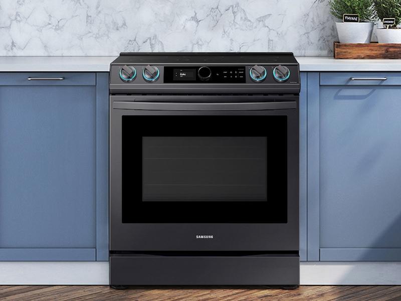 6.3 cu ft. Smart Slide-in Electric Range with Smart Dial & Air Fry in Black Stainless Steel