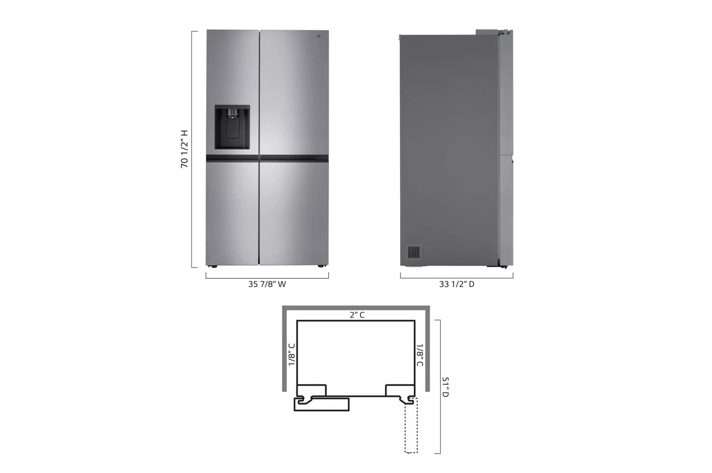 27 cu. ft. Side-by-Side Refrigerator with Smooth Touch Ice Dispenser