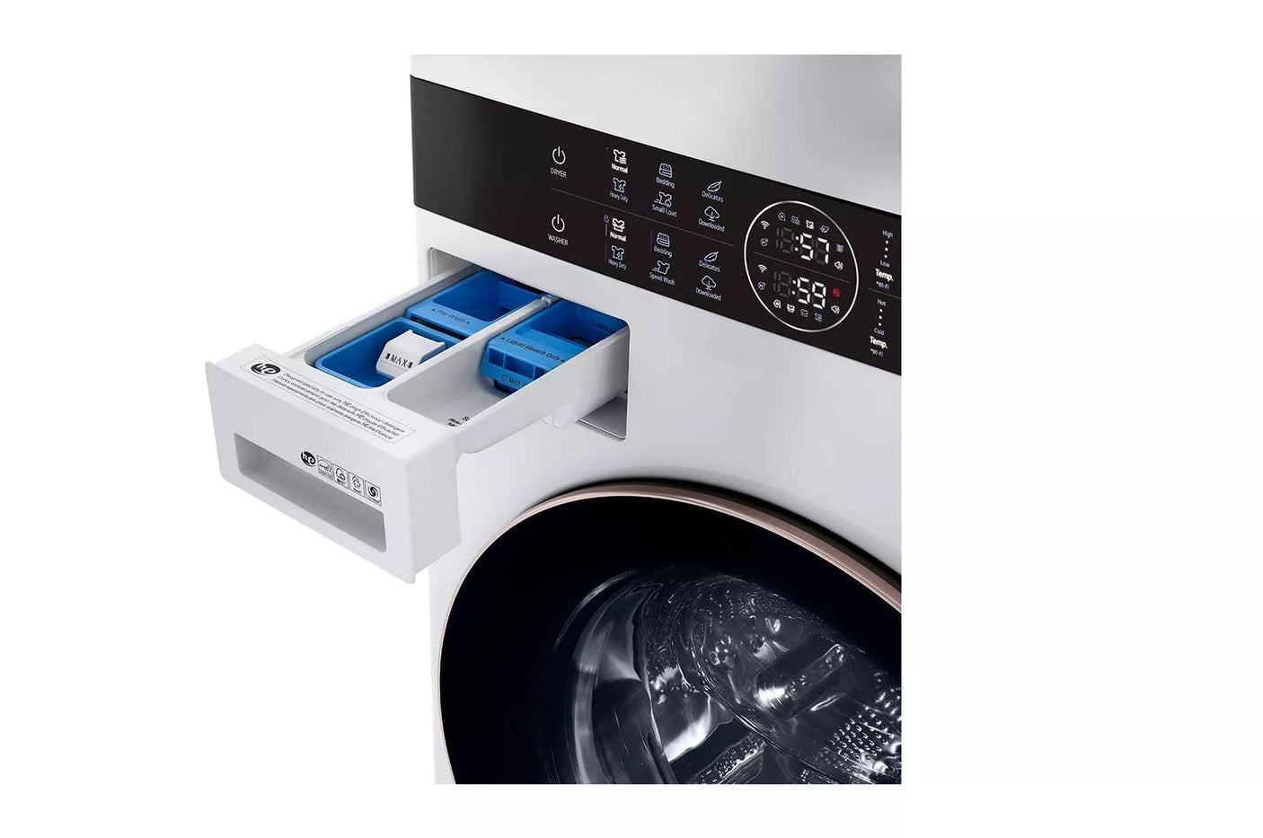 Single Unit Front Load LG WashTower™ with Center Control™ 4.5 cu. ft. Washer and 7.4 cu. ft. Gas Dryer