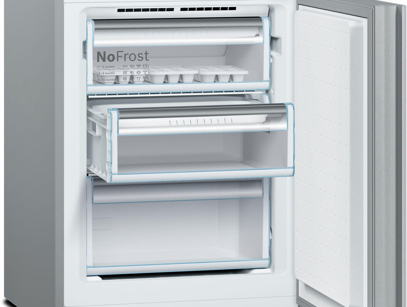 800 Series Free-standing fridge-freezer with freezer at bottom, glass door 23.5" White