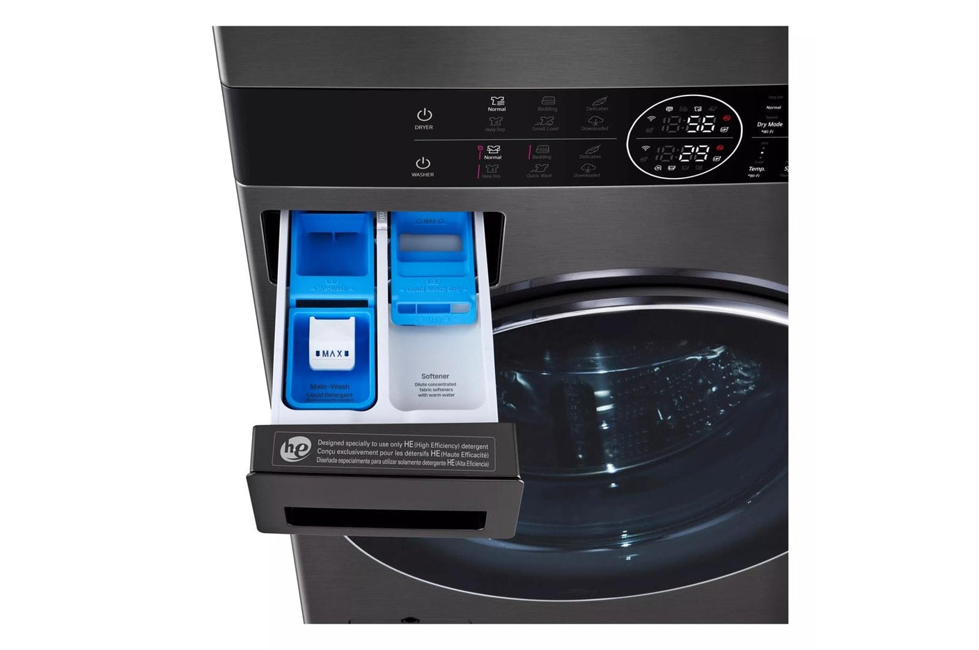 Single Unit LG WashTower™ with Center Control™ 5.0 cu. ft. Front Load Washer and 7.8 cu. ft. Electric Ventless Heat Pump Dryer