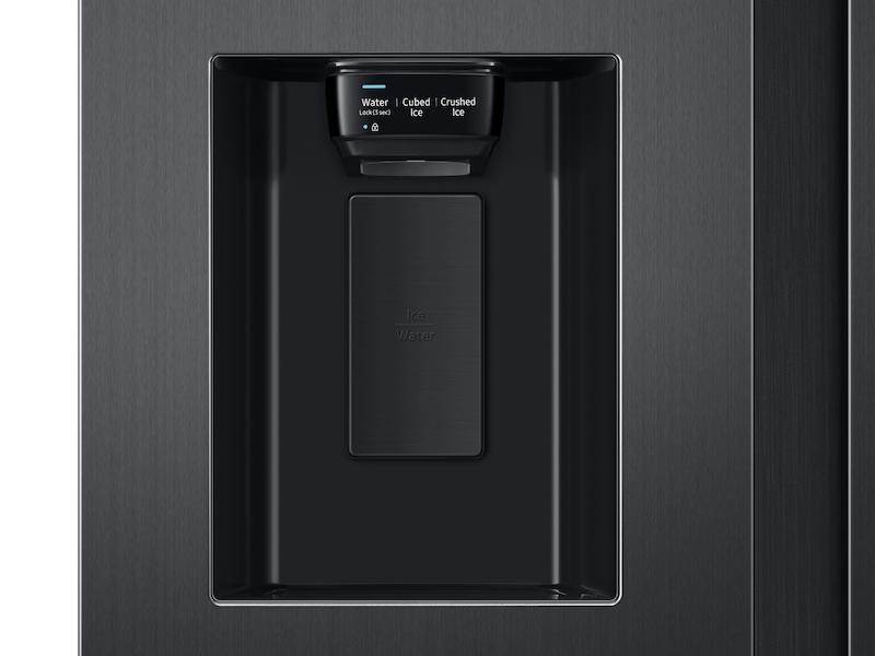 22 cu. ft. Counter Depth Side-by-Side Refrigerator with Touch Screen Family Hub™ in Black Stainless Steel