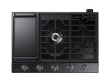 30" Smart Gas Cooktop with Illuminated Knobs in Black Stainless Steel