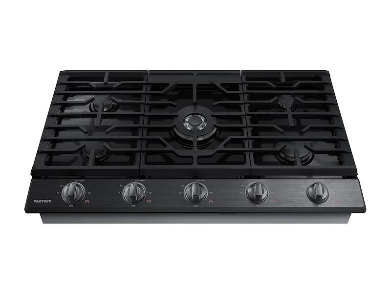 36" Smart Gas Cooktop with Illuminated Knobs in Black Stainless Steel