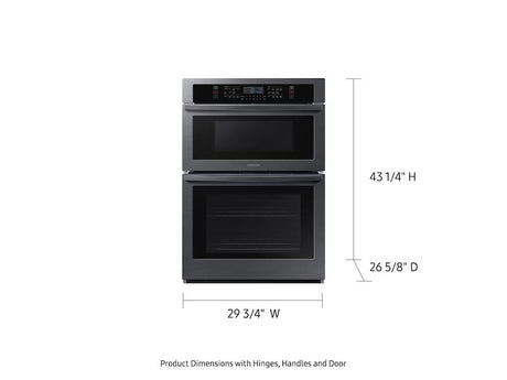 30" Smart Electric Wall Oven with Microwave Combination in Black Stainless Steel